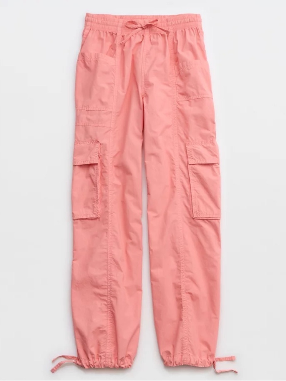 Aerie NWT High Waisted Go-For-It Baggy Cargo Pants Spicy Coral Pink Size XS
